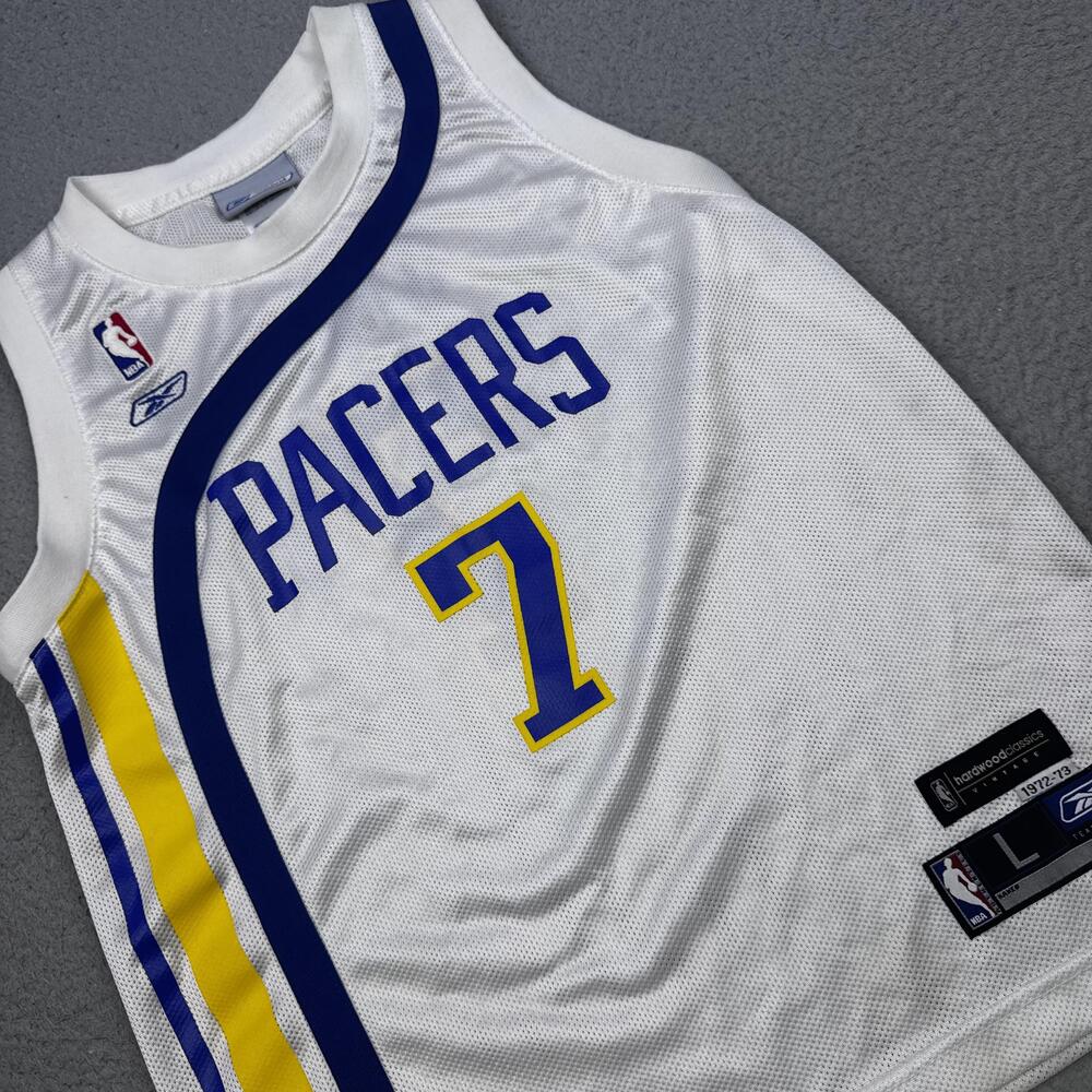 Indiana Pacers Basketball Jersey Youth Large White Reebok Hardwood O'Neal 72-73